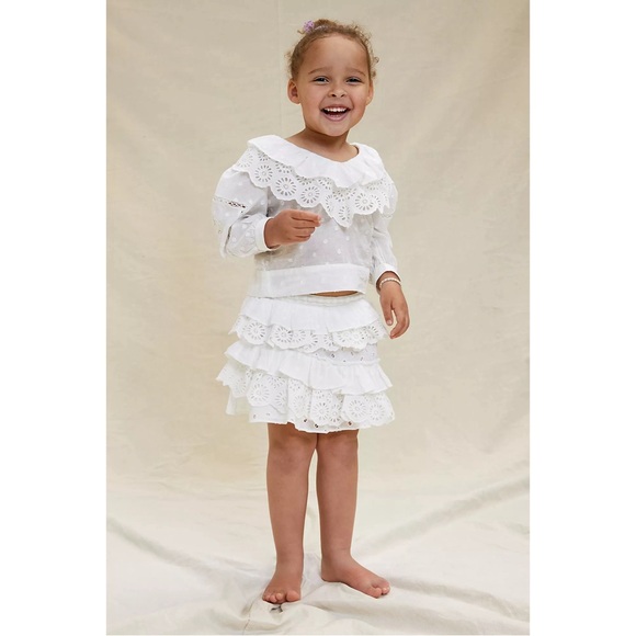 Anthropologie Lacy Ruffled Kids Blouse White NWT Size 5/6 - Picture 2 of 16